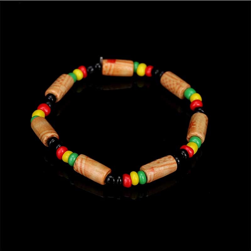 3 Pieces Rasta Wooden Bracelet