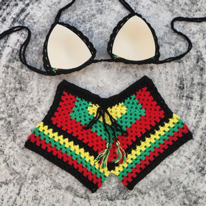 Rasta Handmade Crochet Two Piece Swimsuit