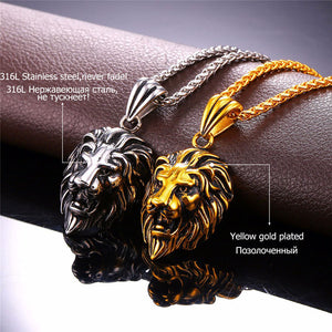 Lion Head Stainless Steel Pendant Necklace