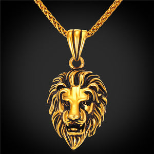 Lion Head Stainless Steel Pendant Necklace