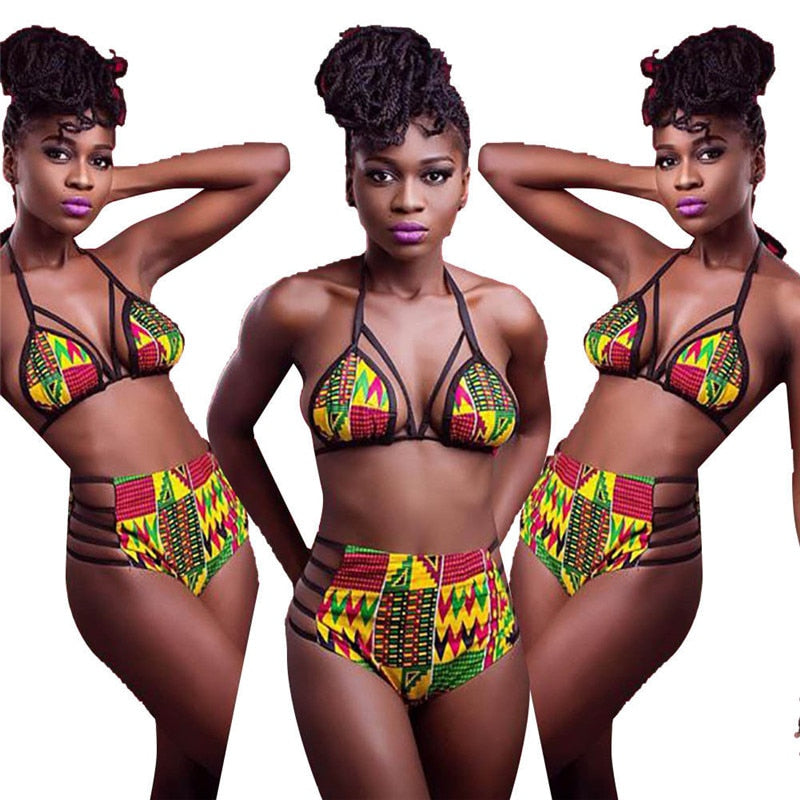 African Print Padded Push-up Bikini Set