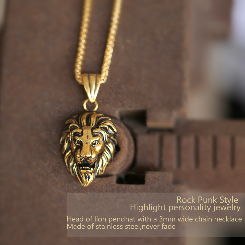 Lion Head Stainless Steel Pendant Necklace