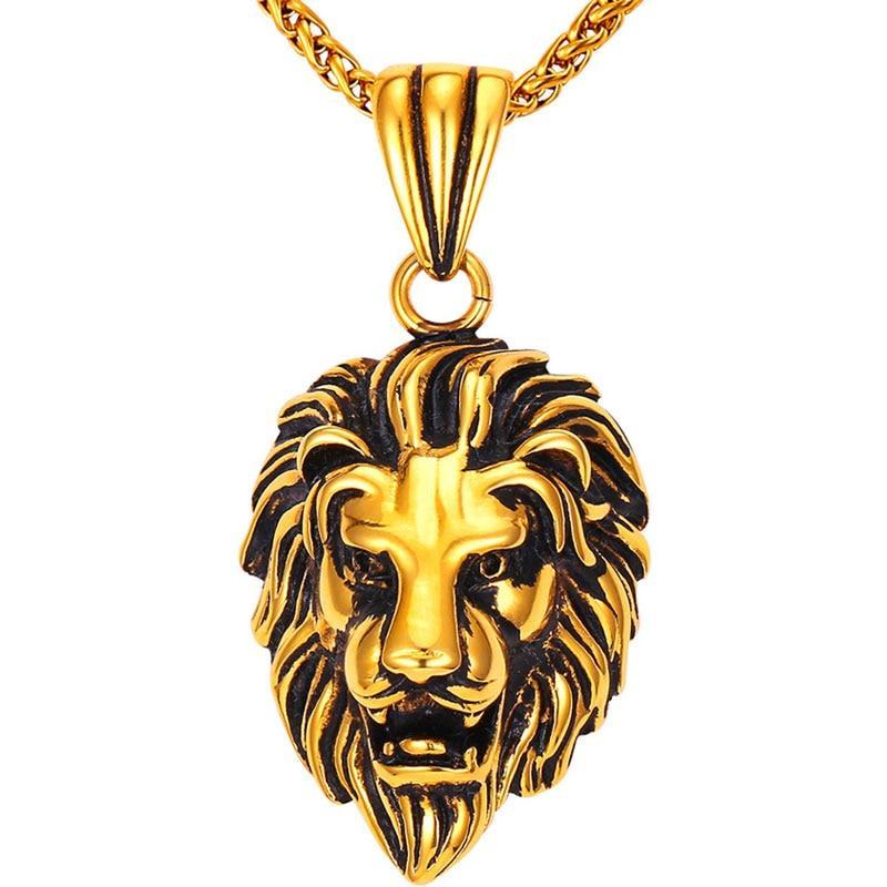 Lion Head Stainless Steel Pendant Necklace