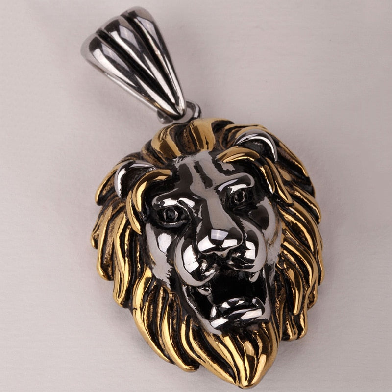 Lion Head Stainless Steel Pendant Necklace