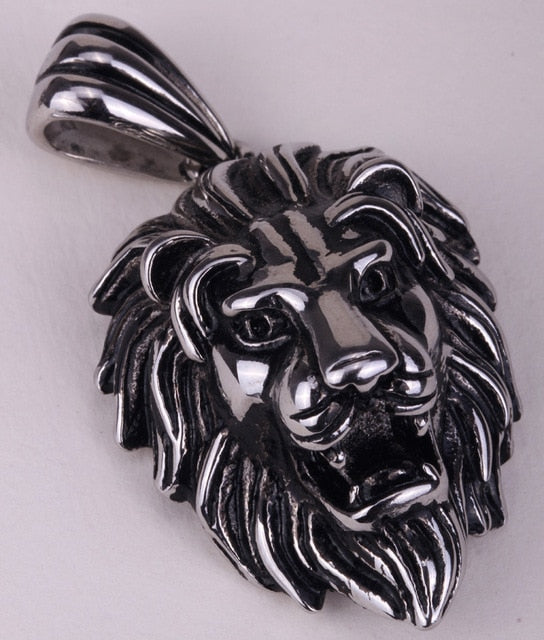 Lion Head Stainless Steel Pendant Necklace