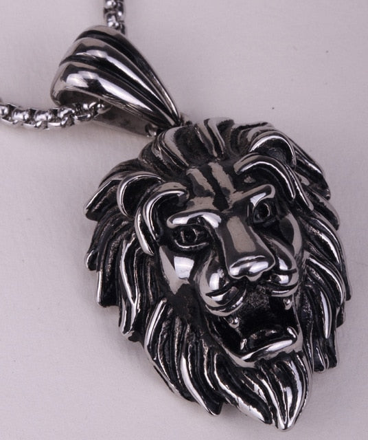 Lion Head Stainless Steel Pendant Necklace