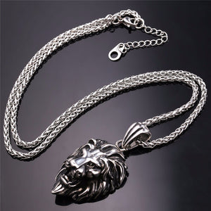 Lion Head Stainless Steel Pendant Necklace