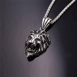 Lion Head Stainless Steel Pendant Necklace