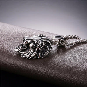 Lion Head Stainless Steel Pendant Necklace