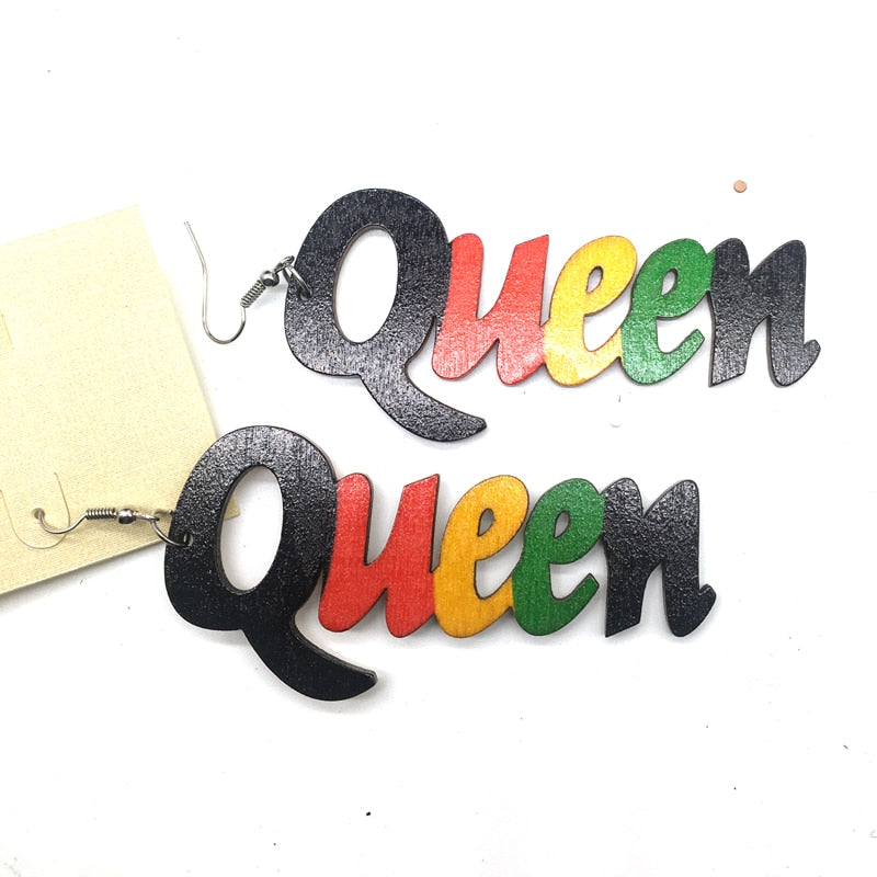 Rasta Queen Wooden Earrings