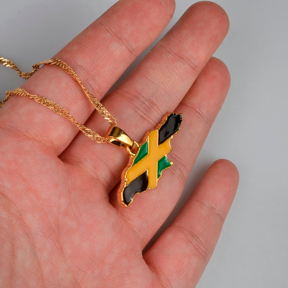 Jamaica Map Pendant Necklace