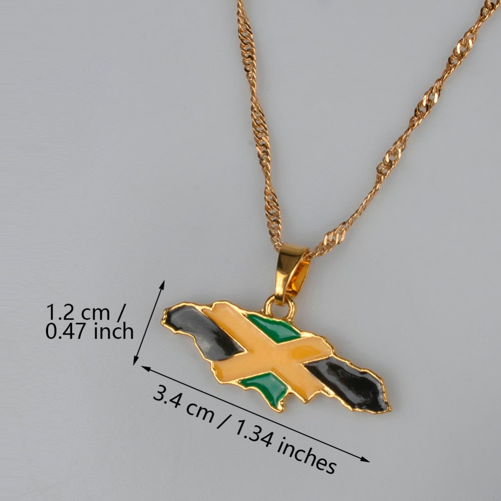 Jamaica Map Pendant Necklace