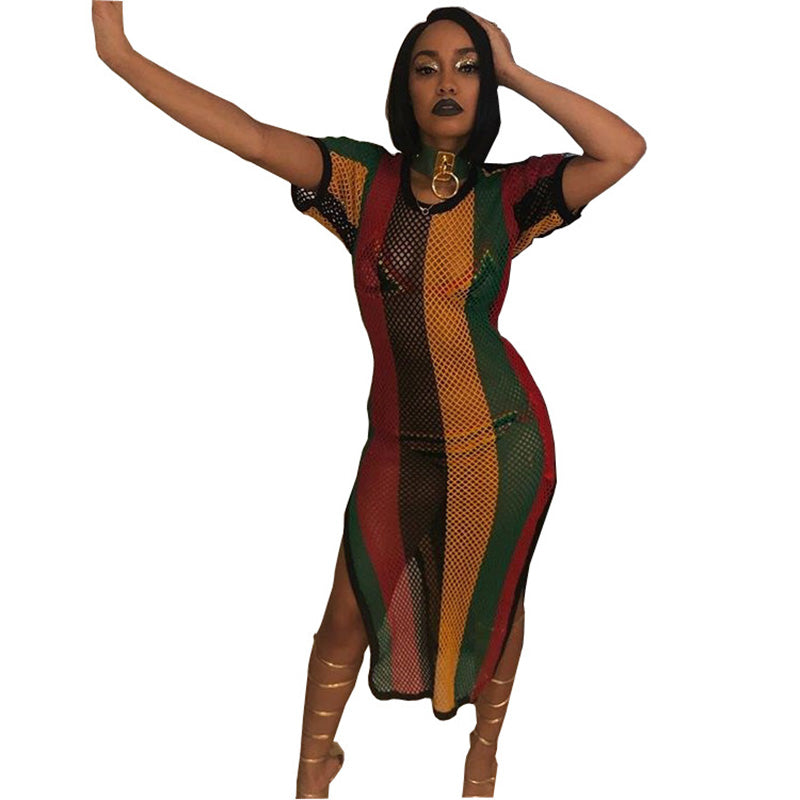 Rasta Stripe Cover Up Dress