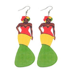 Rasta African Queen Wooden Earrings