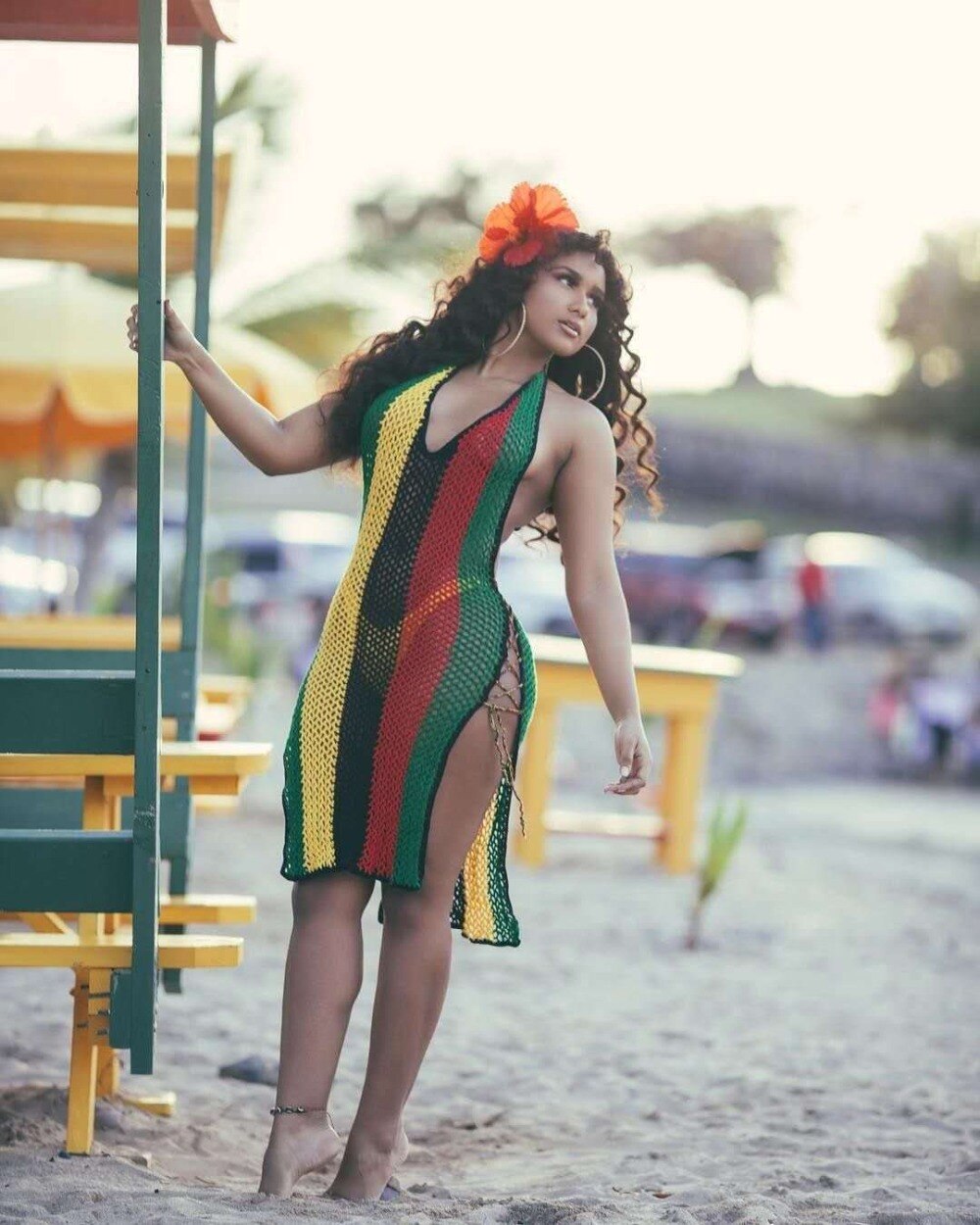 Rasta Fishnet Cover Up Dress