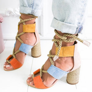 Women's Lace-Up High Heel Gladiator Sandals