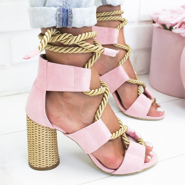 Women's Lace-Up High Heel Gladiator Sandals