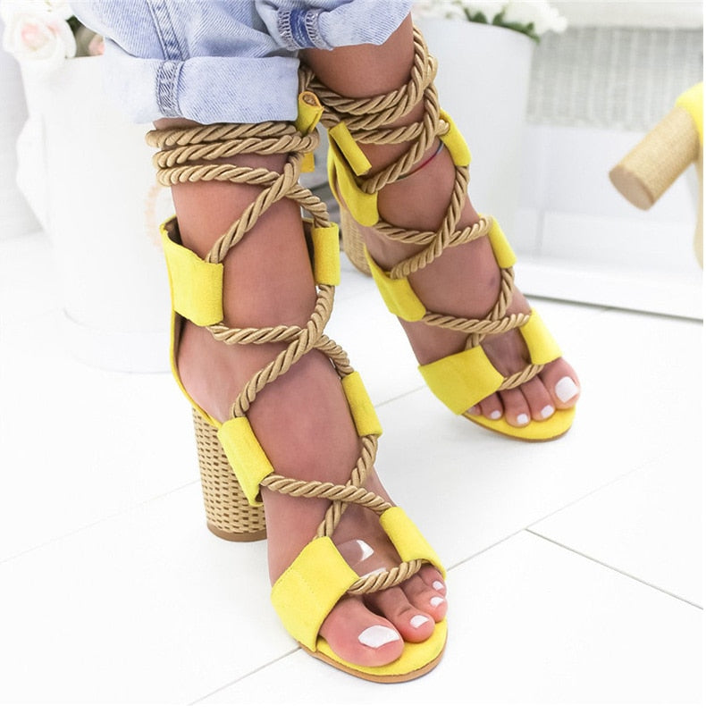 Women's Lace-Up High Heel Gladiator Sandals