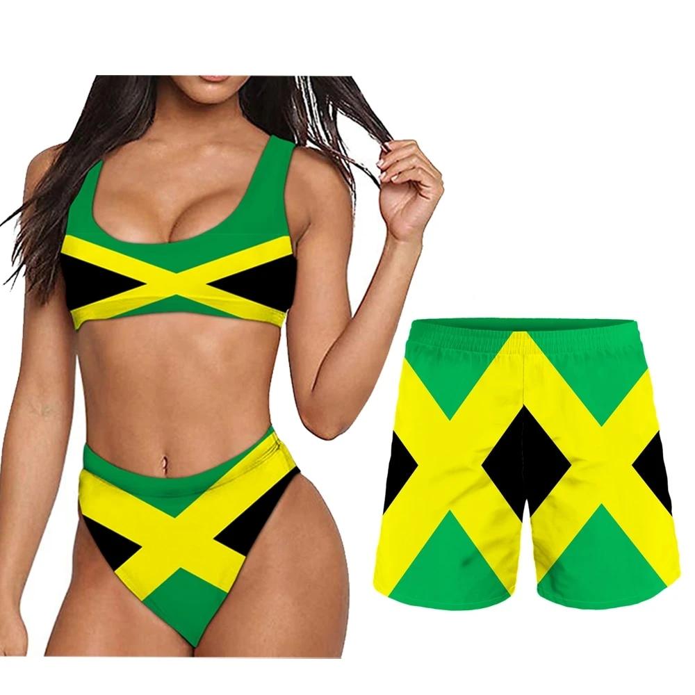 Jamaica Flag Couples Bikini and Shorts Set